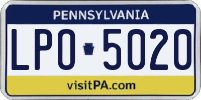 PA license plate LPO5020