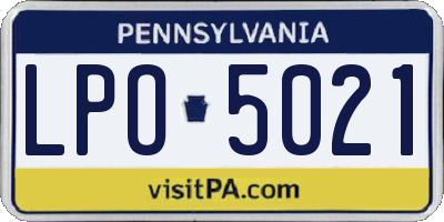 PA license plate LPO5021