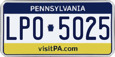 PA license plate LPO5025
