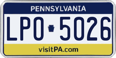 PA license plate LPO5026