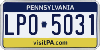 PA license plate LPO5031