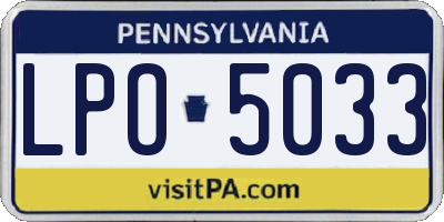 PA license plate LPO5033