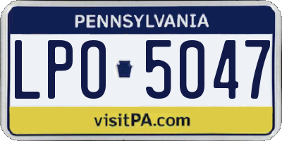 PA license plate LPO5047