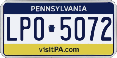 PA license plate LPO5072