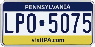 PA license plate LPO5075