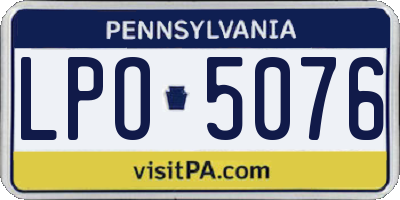 PA license plate LPO5076