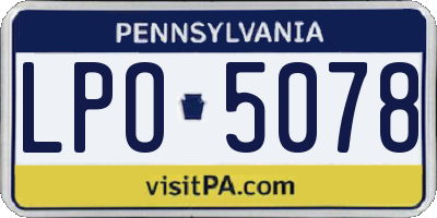 PA license plate LPO5078