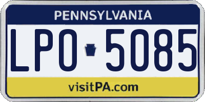 PA license plate LPO5085