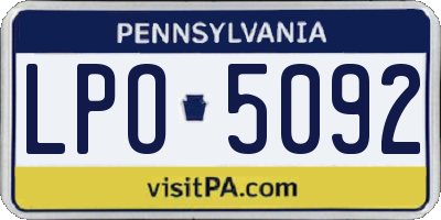 PA license plate LPO5092