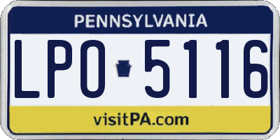 PA license plate LPO5116