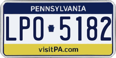 PA license plate LPO5182