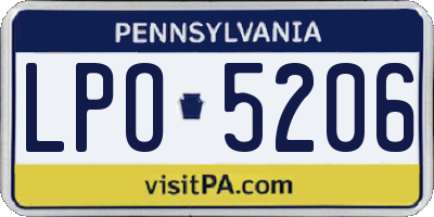 PA license plate LPO5206