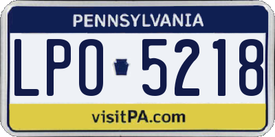 PA license plate LPO5218