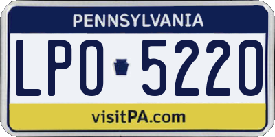 PA license plate LPO5220