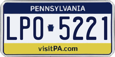 PA license plate LPO5221