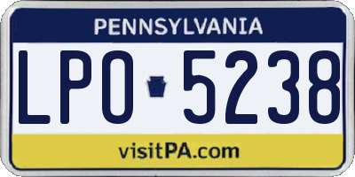 PA license plate LPO5238
