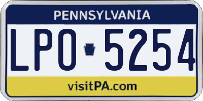 PA license plate LPO5254