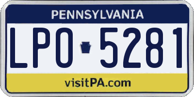 PA license plate LPO5281