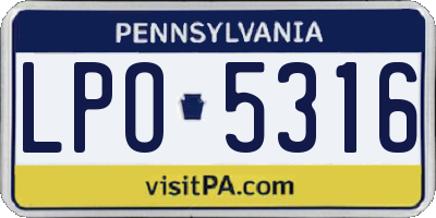 PA license plate LPO5316