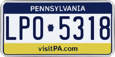 PA license plate LPO5318