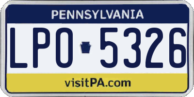PA license plate LPO5326