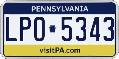 PA license plate LPO5343
