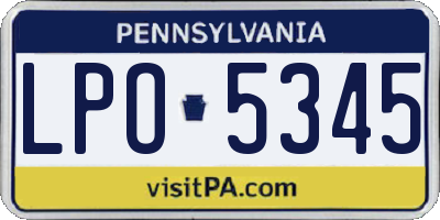 PA license plate LPO5345
