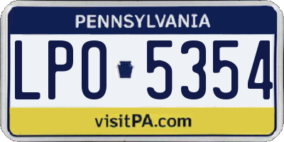 PA license plate LPO5354