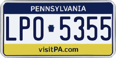 PA license plate LPO5355