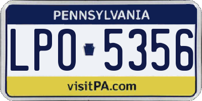 PA license plate LPO5356