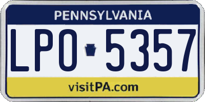 PA license plate LPO5357