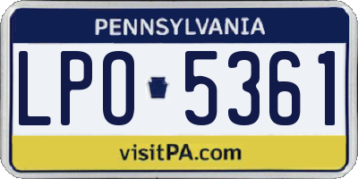 PA license plate LPO5361
