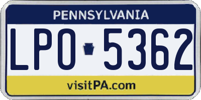 PA license plate LPO5362