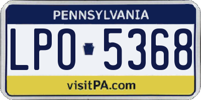 PA license plate LPO5368