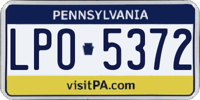 PA license plate LPO5372