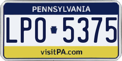 PA license plate LPO5375