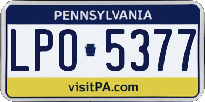 PA license plate LPO5377