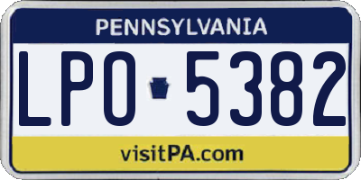 PA license plate LPO5382