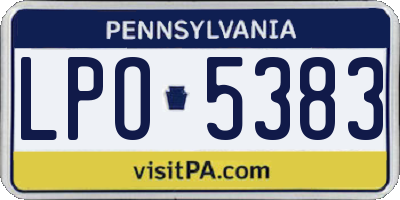 PA license plate LPO5383