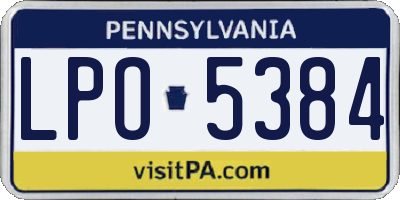 PA license plate LPO5384