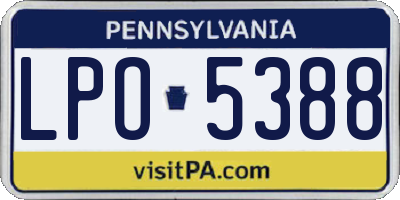 PA license plate LPO5388