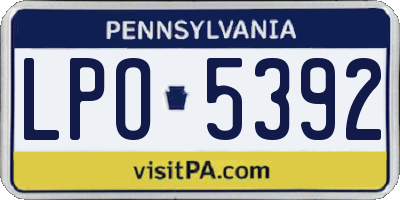 PA license plate LPO5392