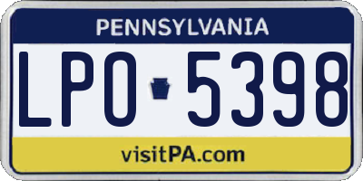 PA license plate LPO5398
