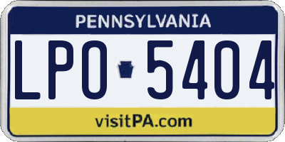 PA license plate LPO5404