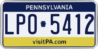 PA license plate LPO5412