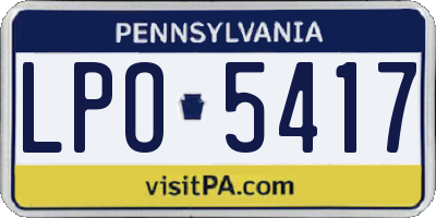 PA license plate LPO5417