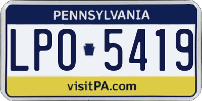 PA license plate LPO5419