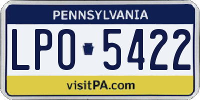 PA license plate LPO5422