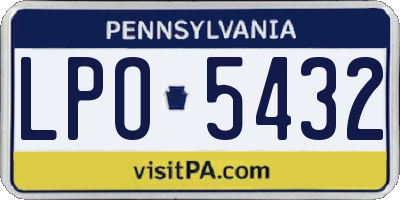 PA license plate LPO5432