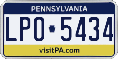 PA license plate LPO5434
